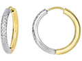 Finejewelers 14 Kt Two Tone Gold 2.5x15mm Half Bright Cut W Hitehalf Hoop Earring
