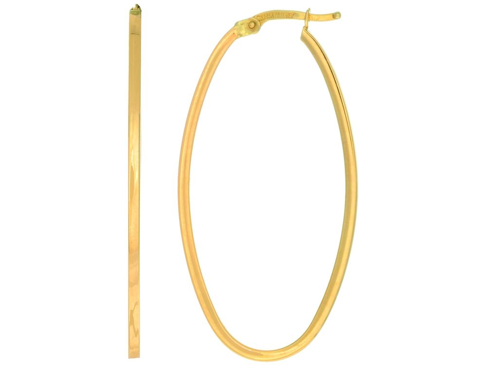 Finejewelers 14 Kt Yellow Gold 1.7x20x40mm Square Tube Oval Hoop Earring