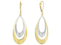 Finejewelers 14 Kt Two Tone Gold 47x17mm Flat Convex Double Tear Drop Graduated Earring Leverback Cl Asp