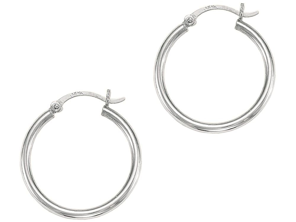 Finejewelers 14 Kt White Gold 2x25mm Round Tube Hoop Earring