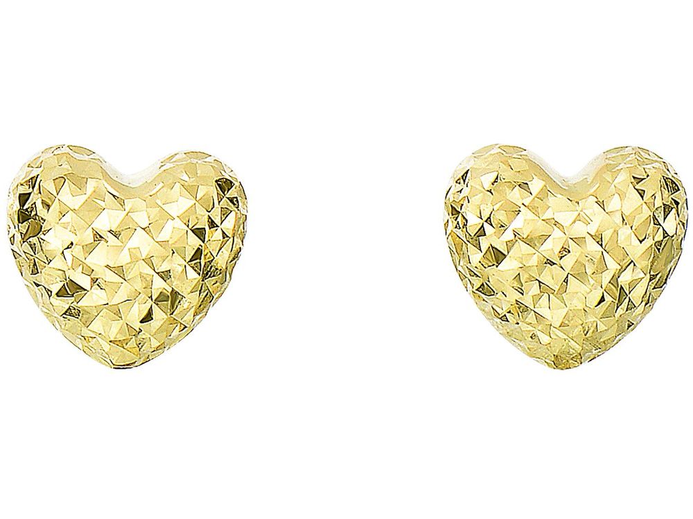 Finejewelers 14 Kt Yellow Gold Bright Cut 8mm Puff Heart Fancy Post Earring