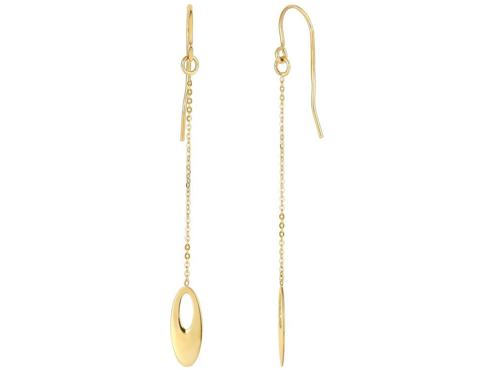 Finejewelers 14 Kt Yellow Gold Flat Graduated Oval Bead On Link Drop Earring With Euro-wire