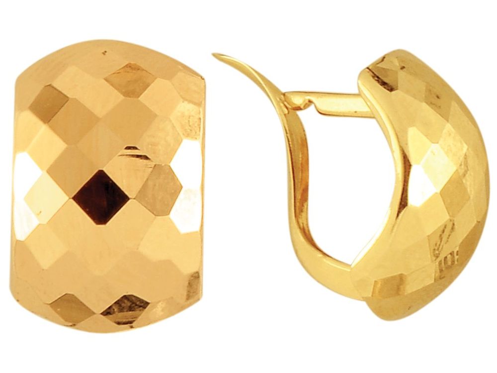 Finejewelers 14 Kt Yellow Gold Bright Cut Snuggable Earring