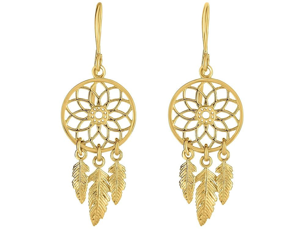 Finejewelers 14 Kt Yellow Gold 1x11x32mm Drop Dream Catcher Earrings With Euro-wire