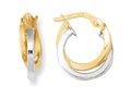 Finejewelers 14 Kt Two Tone Gold Round Shapetwo Tone Double Row Hoop Earring
