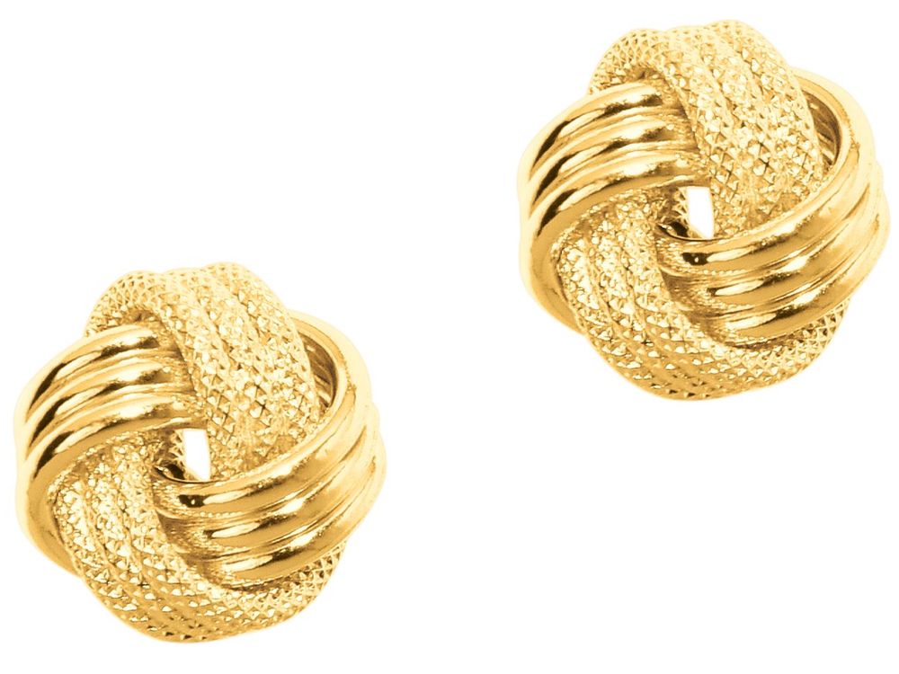 Finejewelers 14 Kt Yellow Gold Textured 3 Row Small Love Knot Earring