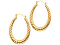 Finejewelers 14 Kt Yellow Gold Textured Oval Shape Hoop Earring