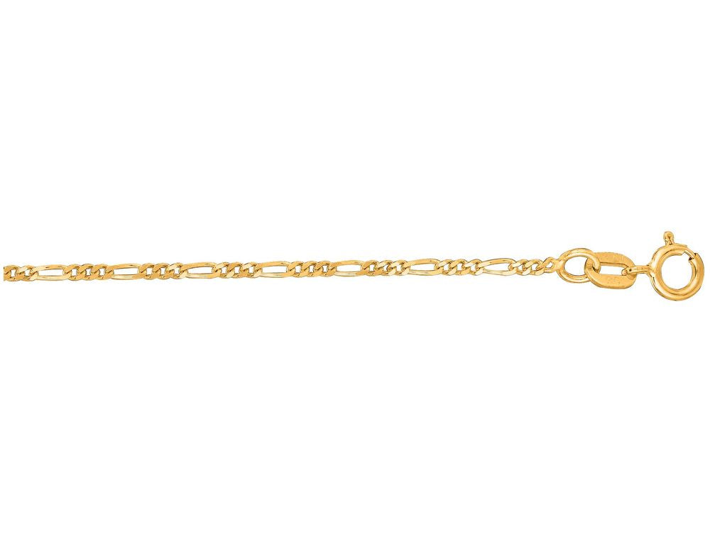 Finejewelers 14 Kt Yellow Gold 10 Inch 1.3mm Alternate 31 Classic Figaro Chain Spring Ring Clasp