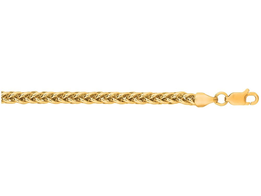 Finejewelers 14 Kt Yellow Gold 7.25 Inch 3.3mm Lite Weight Wheat Bracelet Chain With Lobster Clasp