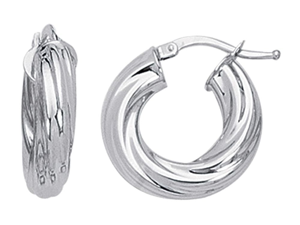 Finejewelers 14 Kt White Gold Small Twisted Hoop Earring