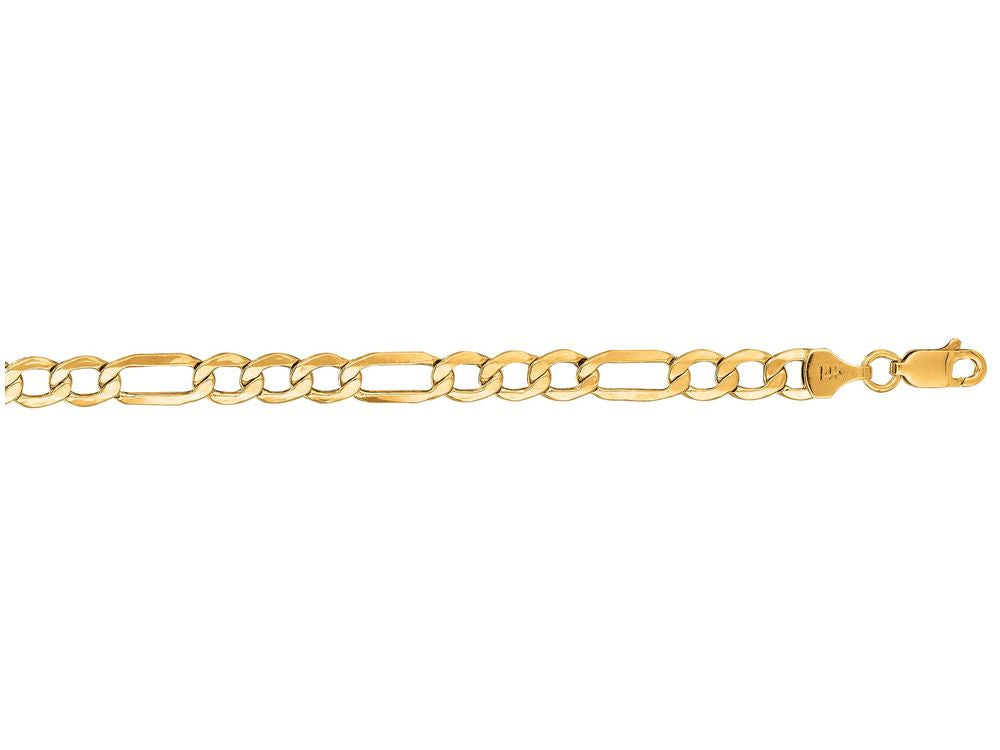 Finejewelers 14 Kt Yellow Gold 8.5 Inch 5.4mm Bright Cut Alternate 31 Figaro Lite Bracelet Lobster Clasp