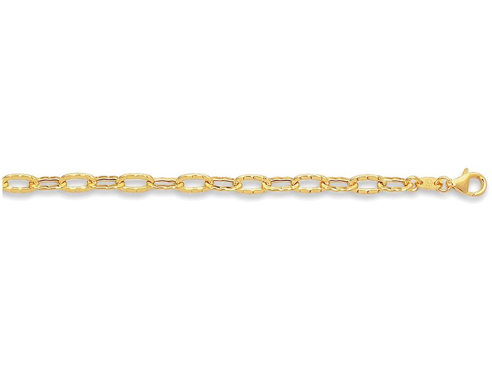 Finejewelers 14 Kt Yellow Gold 10 Inch Flat Hammered Oval Link Chain Anklet With Pear Shape Clasp