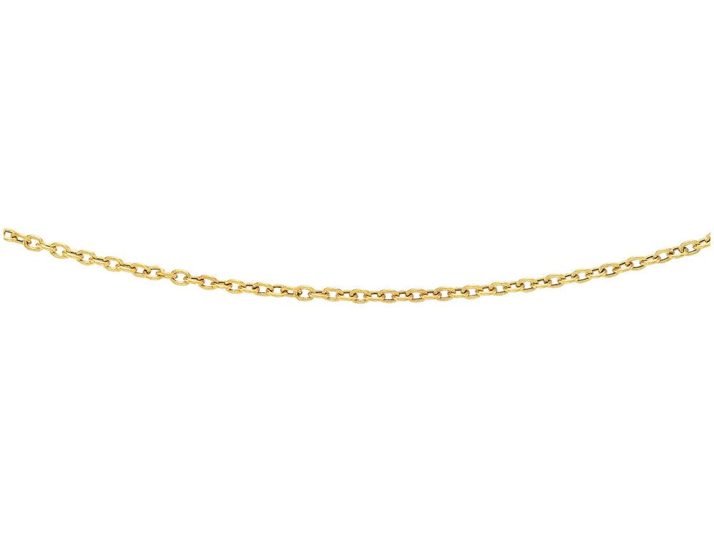Finejewelers 14 Kt Yellow Gold 16 Inch 3.5mm Bright Cut Oval Texturedd Link Chain Necklace Lobster Clasp