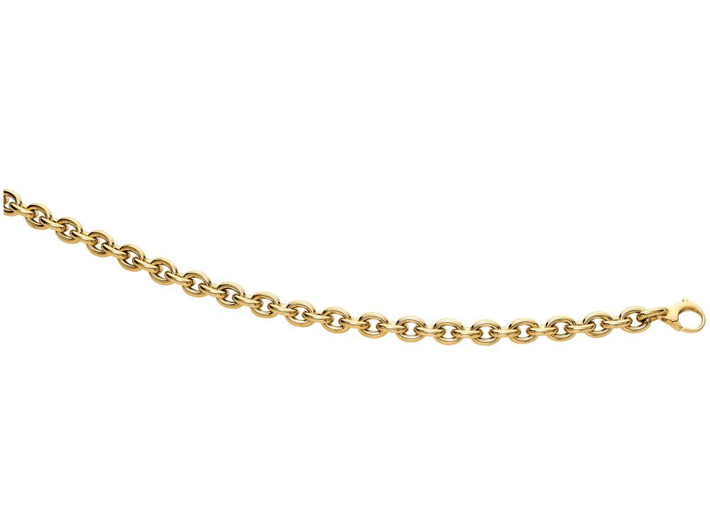 Finejewelers 14 Kt Yellow Gold 7.50 Inch Oval Cable Bracelet Chain Link With Pear Shape Clasp.