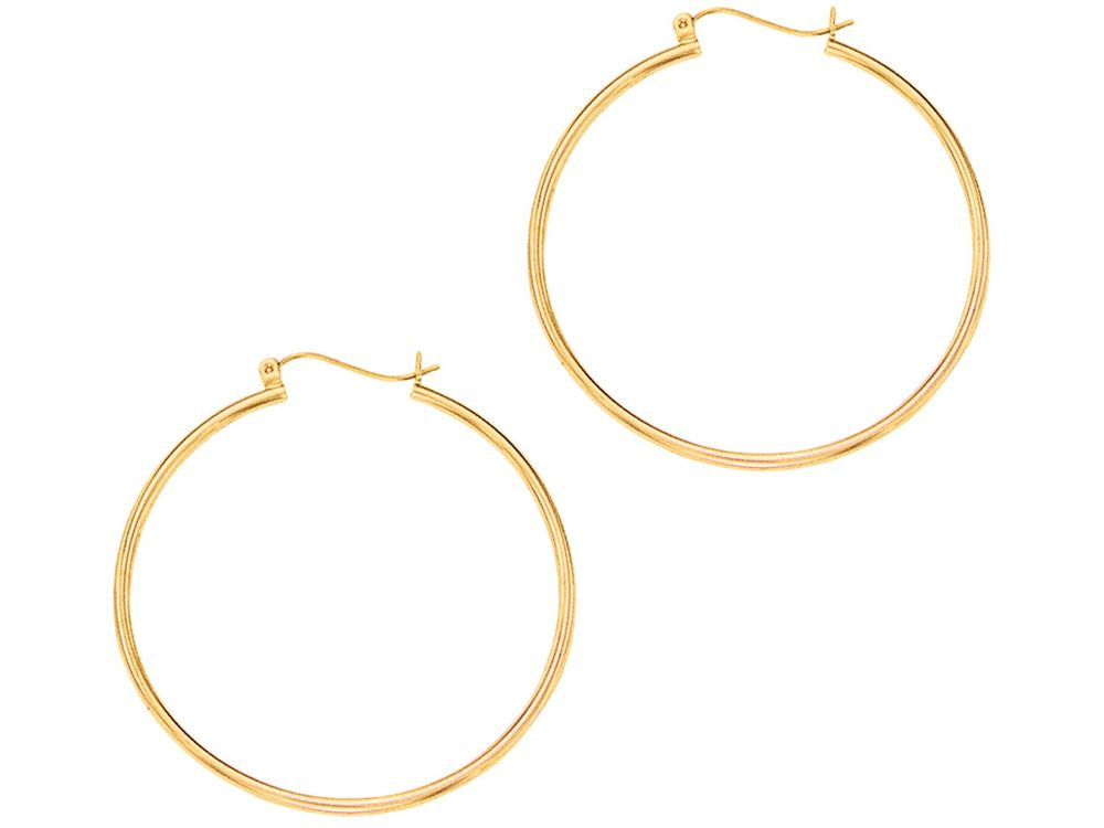 Finejewelers 14 Kt Yellow Gold 1.5x40mm Round Tube Hoop Fancy Earrings