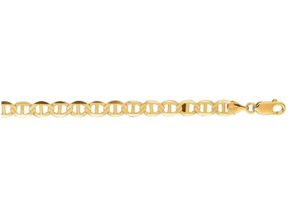 Finejewelers 14 Kt Yellow Gold 7 Inch 5.5mm Bright Cut Mariner Link Bracelet Chain With Lobster Clasp