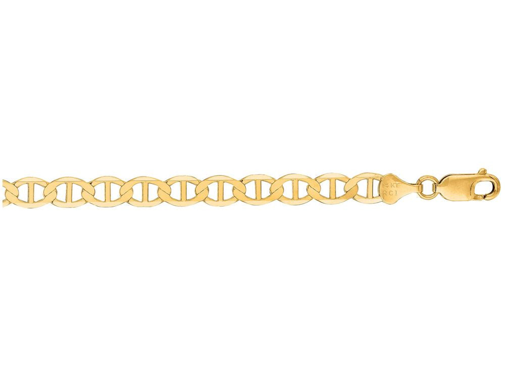 Finejewelers 14 Kt Yellow Gold 8.5 Inch 6.3mm Bright Cut Mariner Link Bracelet Chain With Lobster Clasp