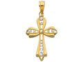 Finejewelers 14 Kt Two Tone Gold Bright Cut Fancy Cross Pendant Necklace 18 inch chain