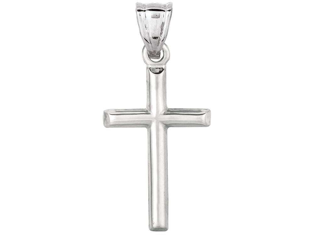 Finejewelers 14 Kt White Gold Small Cross Pendant Necklace 18 inch chain