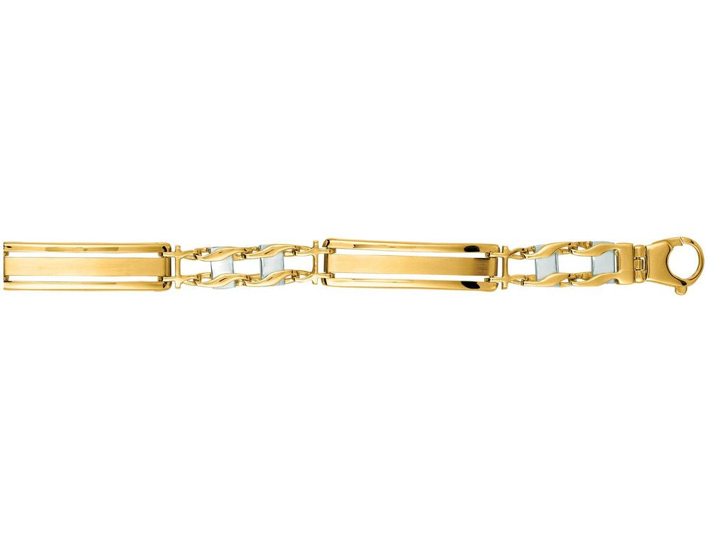 Finejewelers 14 Kt Two Tone Gold 8.25 Inch Two Tone Mens Fancy Bracelet With Lobster Clasp