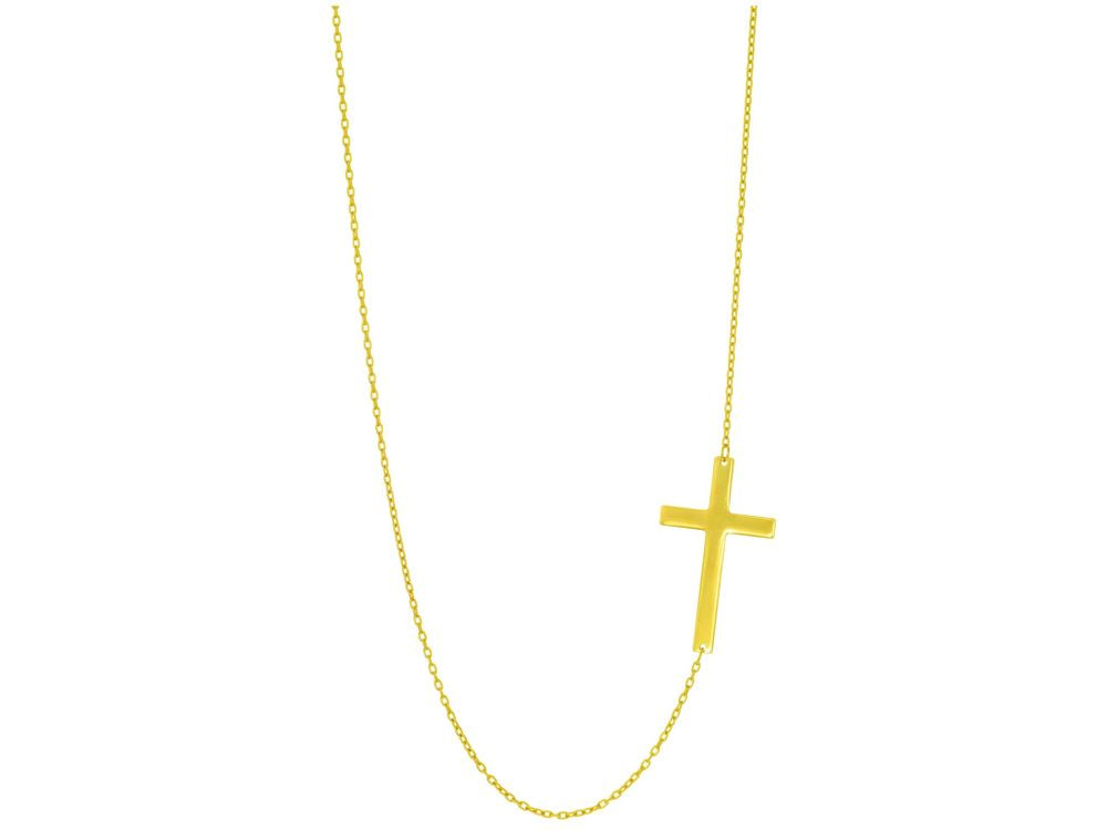 Finejewelers 14 Kt Yellow Gold 18 Inch 1.05mm Oval Ca Ble Chain Necklacecross With Jump Ring At 17 Inch