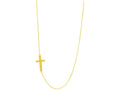 Finejewelers 14 Kt Yellow Gold 17 Inch Extention 1.0 Inch 0.9mm Oval Cable Link Cross Necklace Spr Ing Ring Clasp