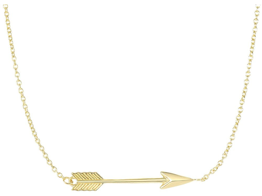 Finejewelers 14 Kt Yellow Gold 171 Inch Ext. 30mm Side Ways A Rrow Anchored On 1.14mm Cable Link Necklace Lobster C