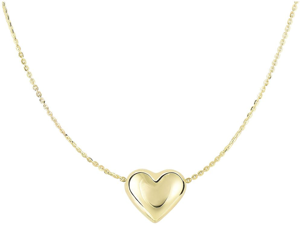 Finejewelers 14 Kt Yellow Gold 18 Inch 9x10.2mm Sliding Puffed Heart On 0.87mm Cable Chain Necklace Spri