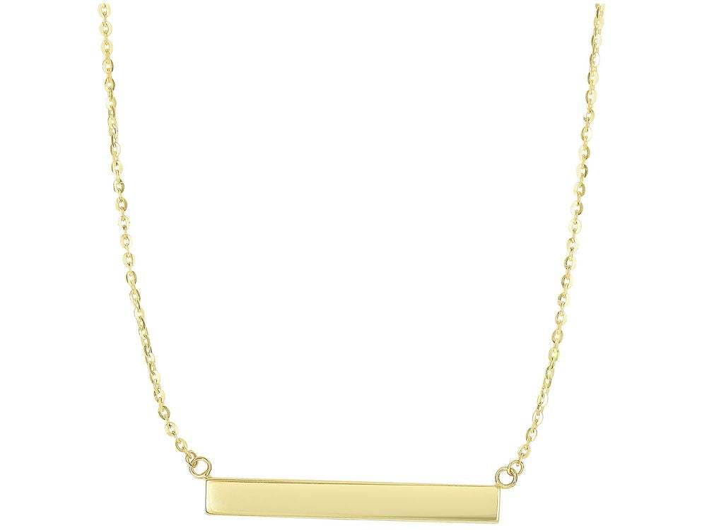 Finejewelers 14 Kt Yellow Gold 18 Inch 4 Station Sideways 1 Hanging Textured Cylinder Shape