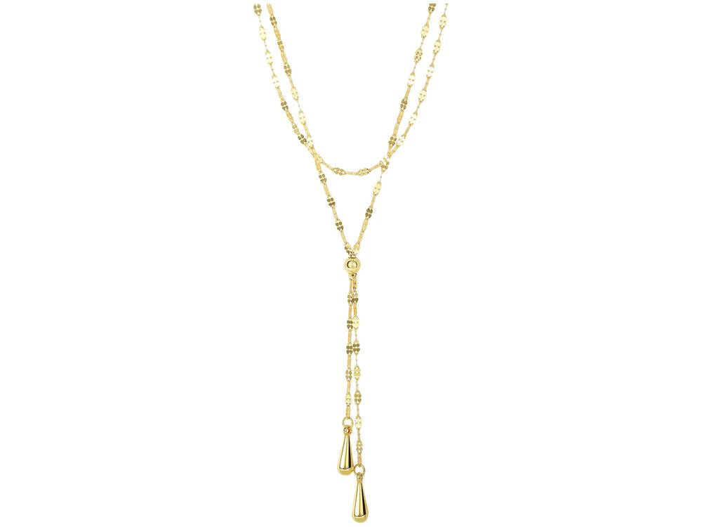 Finejewelers 14 Kt Yellow Gold 17 Inch 1.25mm 2-row Fancy Flat Mariner As Lariet Style Necklace Double 1 Inch Teard