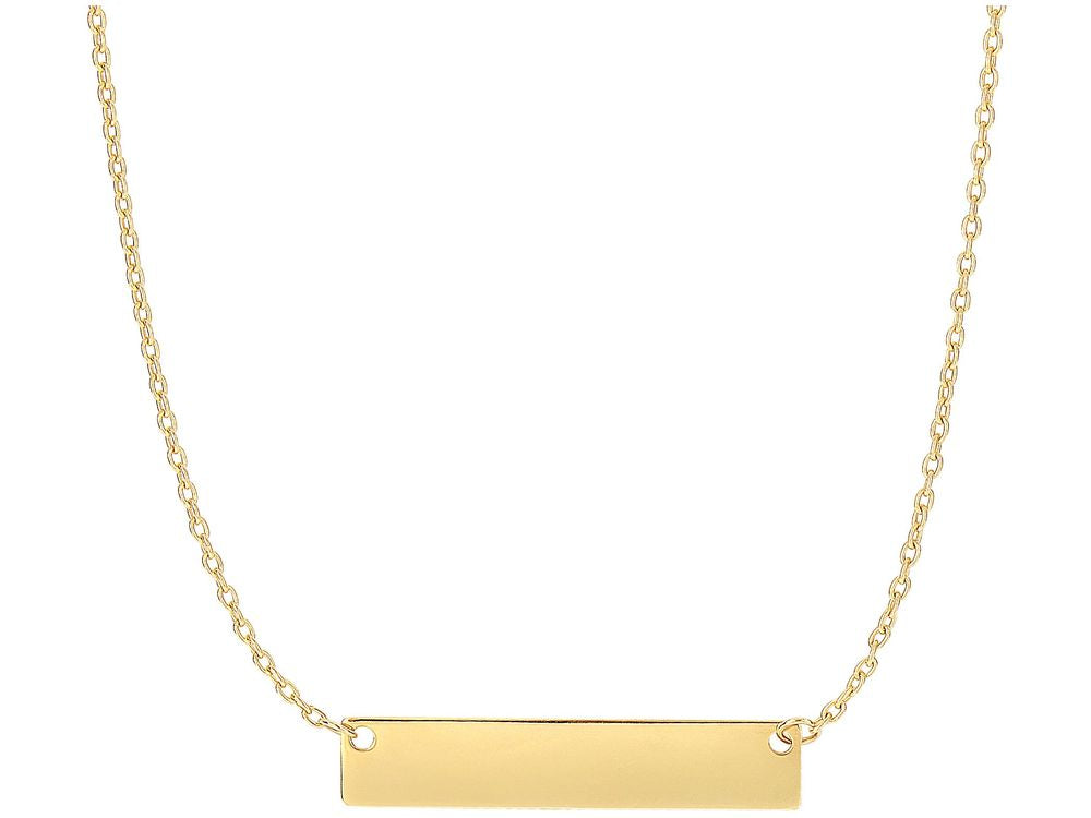 Finejewelers 14 Kt Yellow Gold 17 Inch 1 Inch  Horizontal Square Tube Bar Anchor On 1.08mm Oval Link Necklace