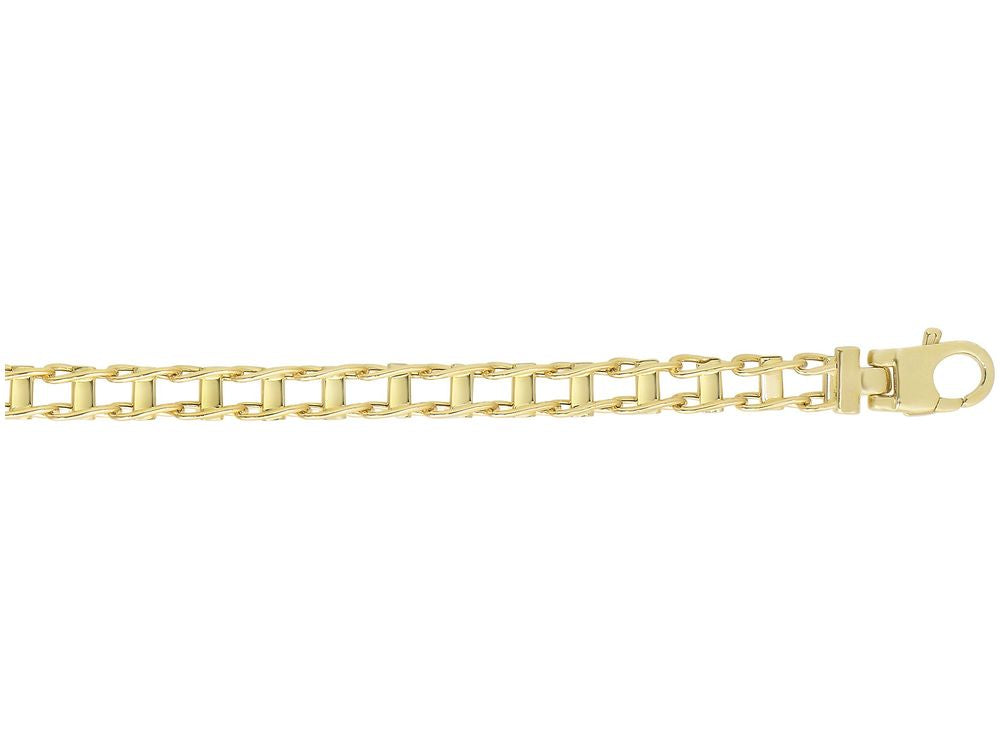 Finejewelers 14 Kt Yellow Gold 8.5 Inch 5mm Rail Road Style Fan Cy Link Bracelet With Lobster Clasp