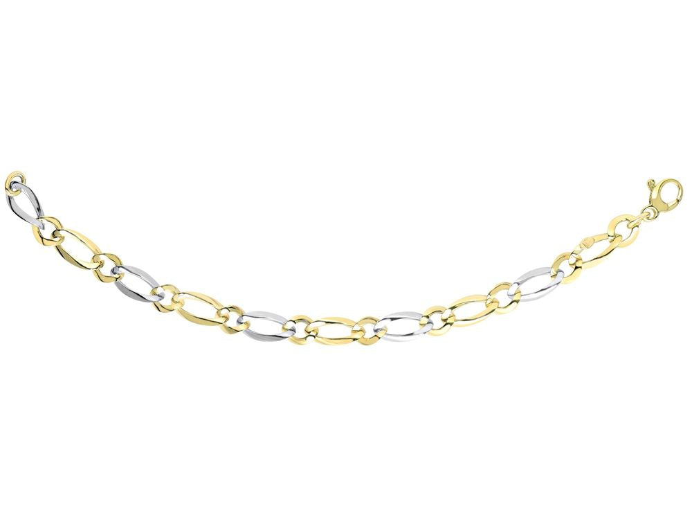 Finejewelers 14 Kt Two Tone Gold 7.75 Inch 10-5mm Alternate Shortlong Twisted Open Oval Fancy Bracelet