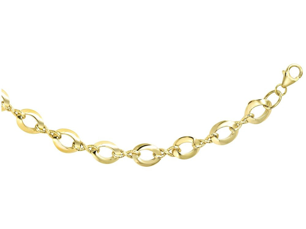 Finejewelers 14 Kt Yellow Gold 7.5 Inch 8-6mm Alternate Twist Ed Open Ovalbright Cut Infinity Link Fancy Bra Celet