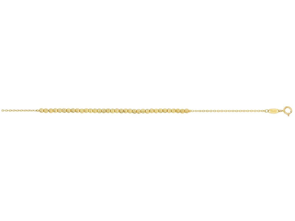 Finejewelers 14 Kt Yellow Gold 7 Inch 2.6-1.1mm Bright Cut Bead On Oval Link Fancy Bracelet Lobster Clasp