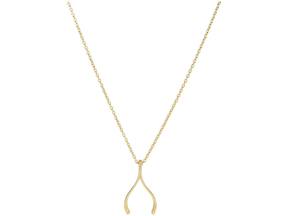 Finejewelers 14 Kt Yellow Gold 17 Inch 20x12mm Wishbone Element Charm On 1.1mm Oval Link Fancy Necklace Lobster Cl