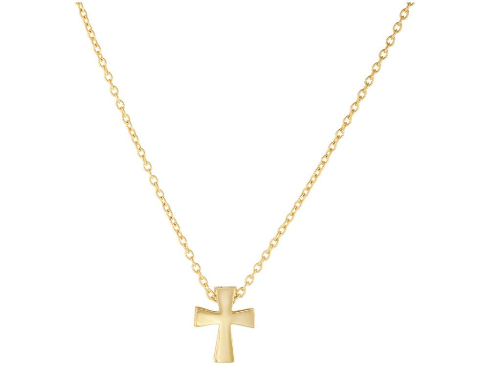 Finejewelers 14 Kt Yellow Gold 17 Inch 1 Inch Extension 8x10mm Fancy Clip Cross Pendant On 1.1mm Cable Link Necklace Wit