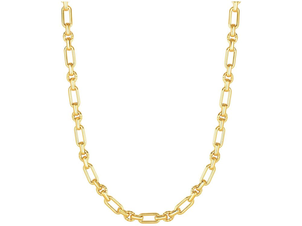Finejewelers 14 Kt Yellow Gold 18 Inch 6.3mm Bright Cut Oval Fancy Link Necklace With Lobster Clasp