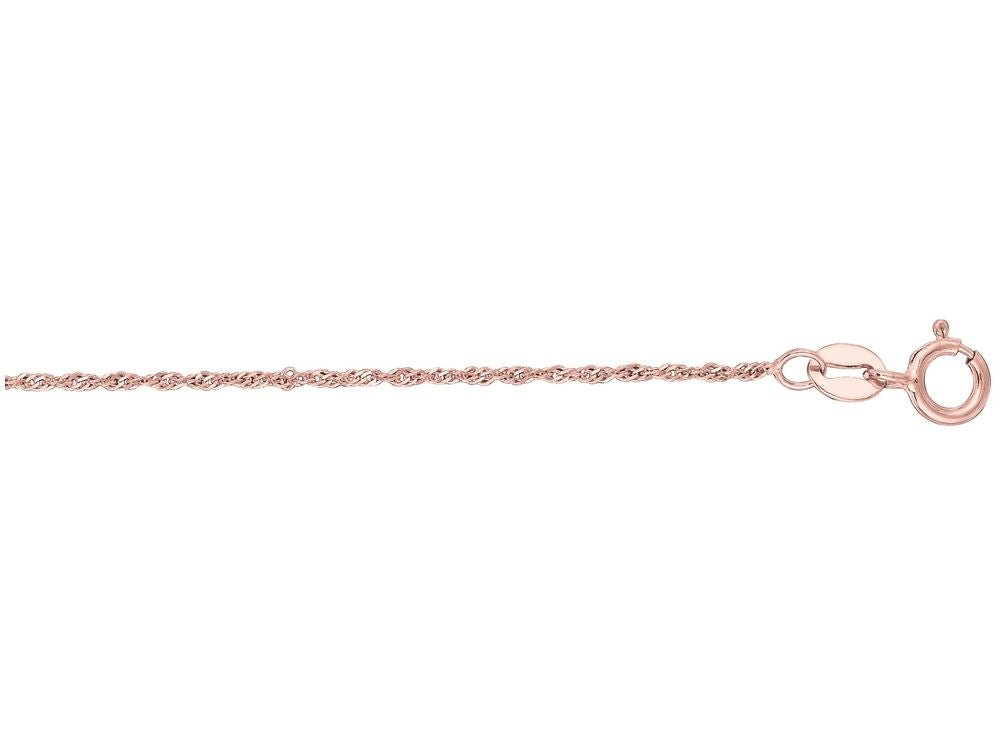 Finejewelers 14 Kt Rose Gold 16 Inch 1.0mm Bright Cut Singapore Chain Necklace With Spring Ring Clasp