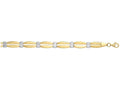 Finejewelers 14 Kt Two Tone Gold 7.25 Inch Textured Fancy Double Bar Bracelet Pear Shape Clasp.