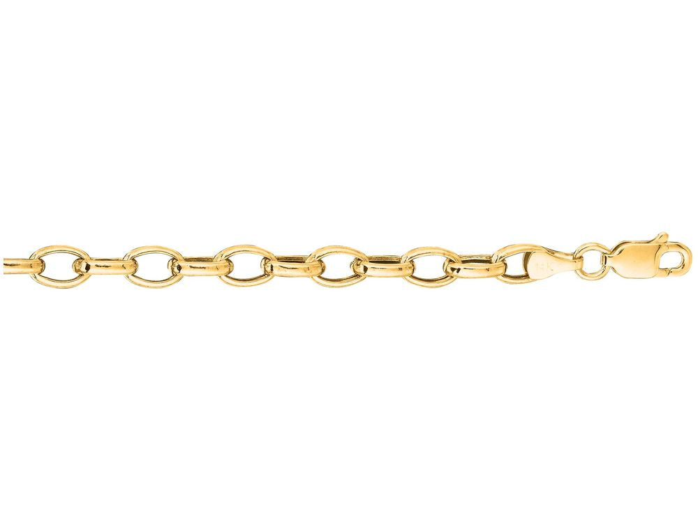 Finejewelers 14 Kt Yellow Gold 7 Inch 4.6mm Bright Cut Oval Rolo Bracelet Chain With Lobster Clasp