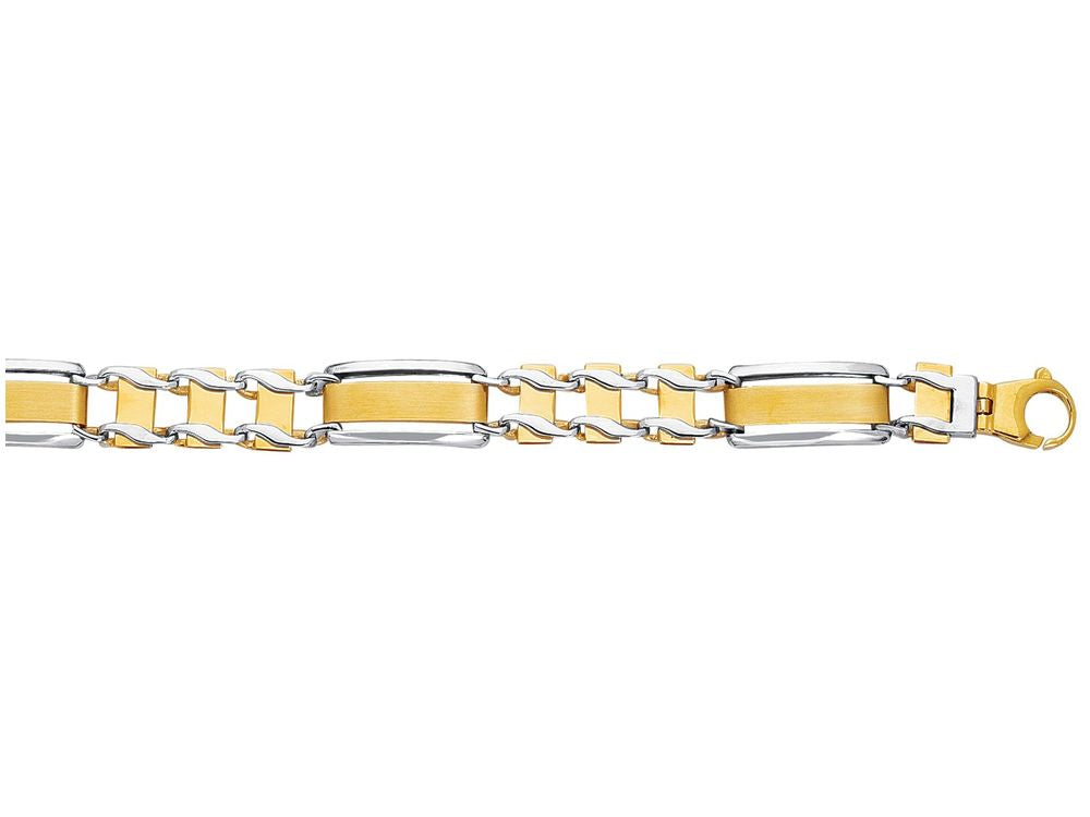 Finejewelers 14 Kt Two Tone Gold 8.50 Inch Railroad Type Men Inch S Bracelet Fancy Lobster Clasp