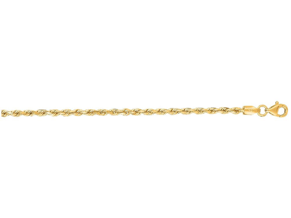 Finejewelers 14 Kt Yellow Gold 7 Inch 2.5mm Solid Bright Cut Royal Rope Bracelet Chain With Lobster Clasp