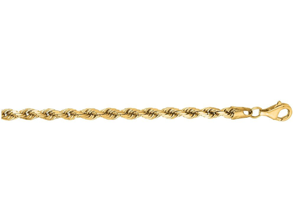 Finejewelers 14 Kt Yellow Gold 7 Inch 4.0mm Solid Bright Cut Royal Rope Bracelet Chain With Lobster Clasp
