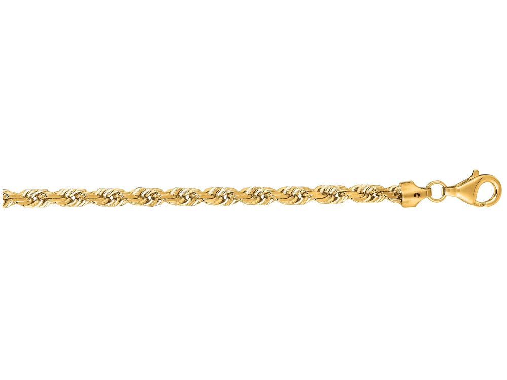 Finejewelers 14 Kt Yellow Gold 8 Inch 5.0mm Solid Bright Cut Royal Rope Bracelet Chain With Lobster Clasp