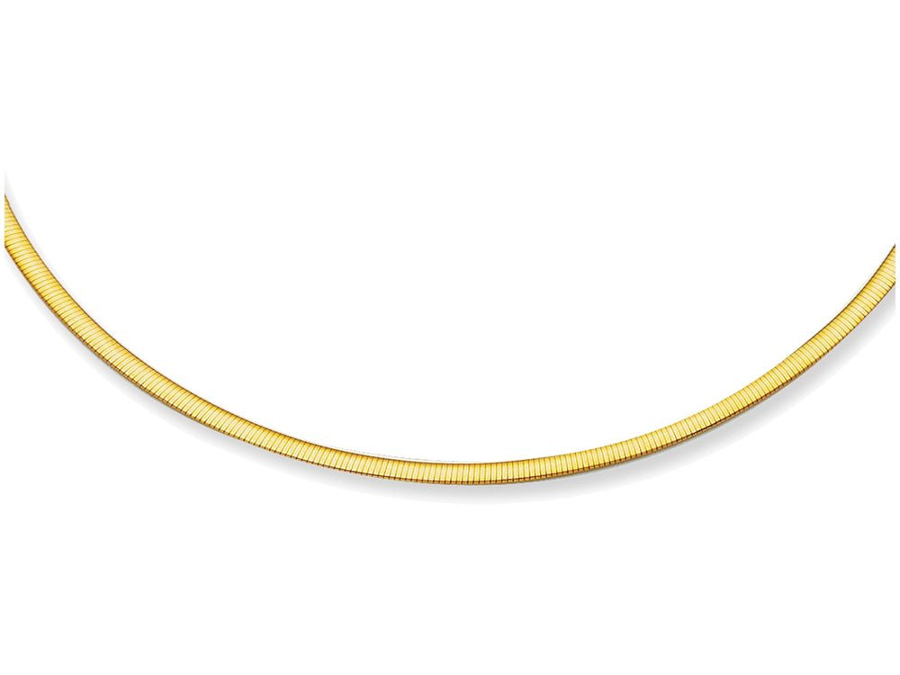 Finejewelers 14 Kt Two Tone Gold 16 Inch 2.5mm Bright Cut Reversible Omega Necklace With Lobster Clasp