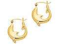 Finejewelers 14 Kt Yellow Gold Small Dolphin Symbolic Hoop Earring