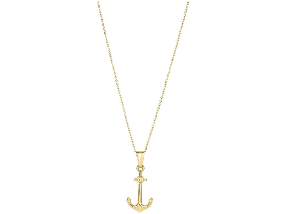 Finejewelers 14 Kt Yellow Gold 25x10mm Medium Anchor Pendant Necklace On 18 Inch 0.8mm Classic Cable Chain Wi