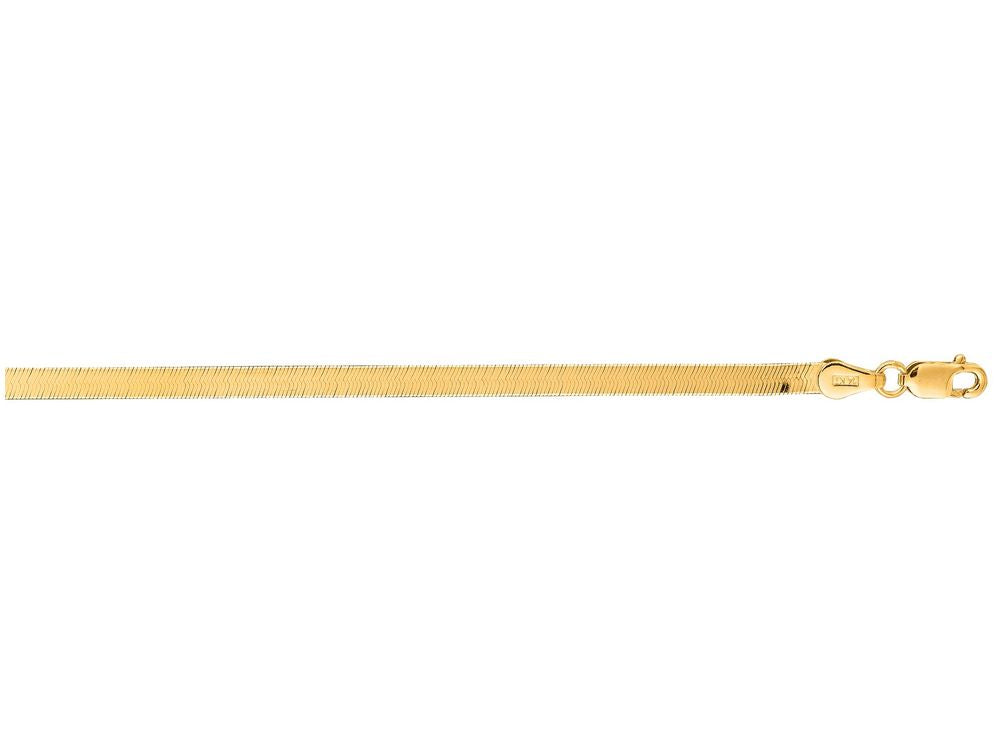 Finejewelers 14 Kt Yellow Gold 7 Inch 3.0mm Bright Cut Imperial Her Ringbone Bracelet Chain With Lobster Clasp