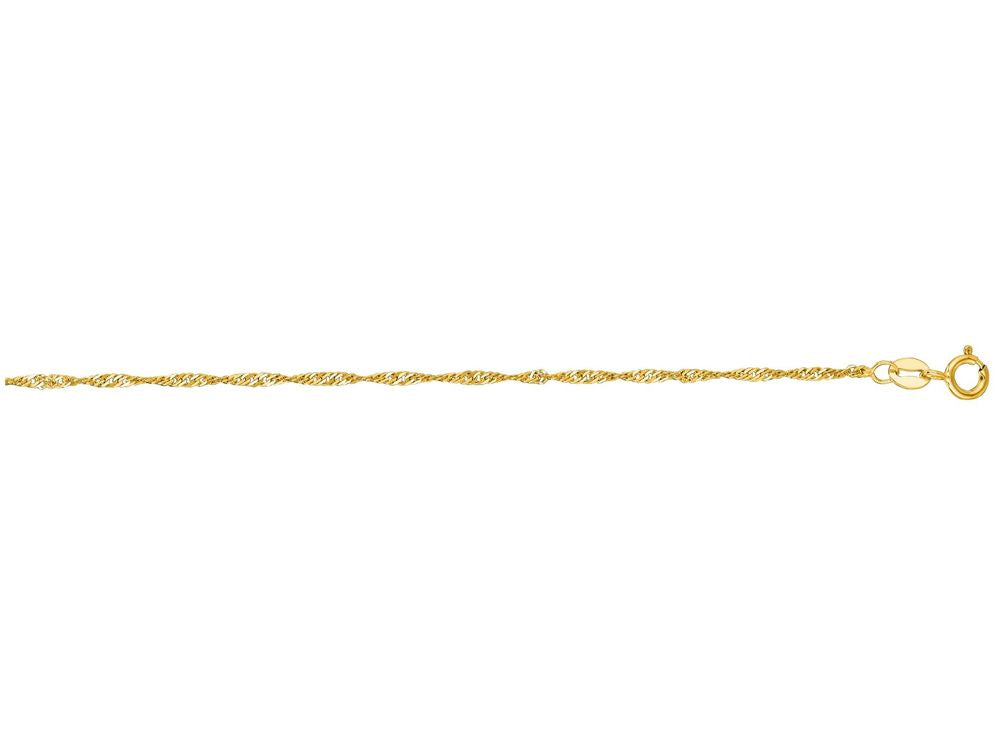 Finejewelers 14 Kt Yellow Gold 10 Inch 1.5mm Bright Cut Singapore Chain Anklet With Spring Ring Clasp